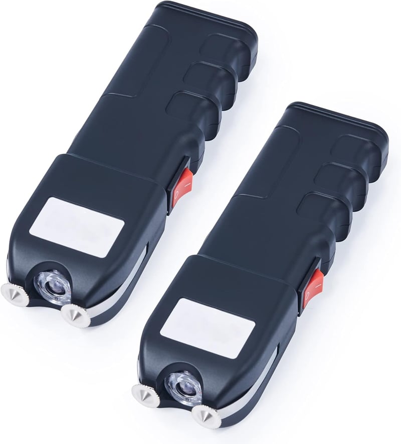 Rechargeable Stun Gun with Flashlight & Holster - Black