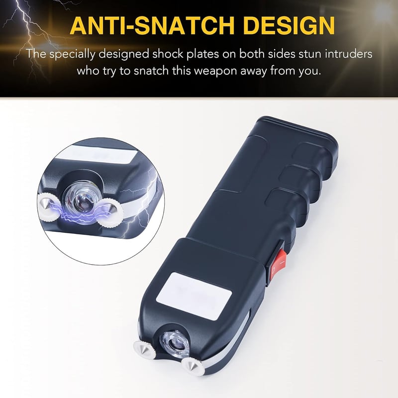 Rechargeable Stun Gun with Flashlight & Holster - Black