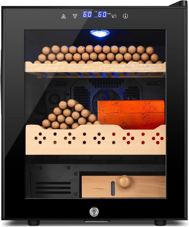 Father's Day Electric Cigar Humidor, 300-Count with Cooling & Lock