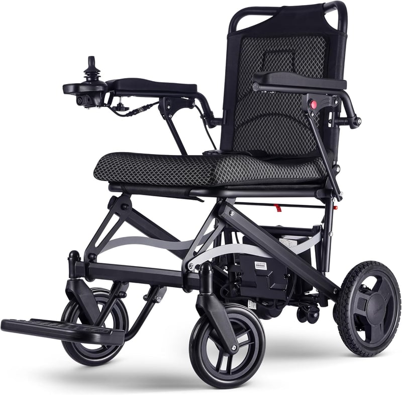 Lightweight Foldable Electric Wheelchair, 500W, All-Terrain, Black