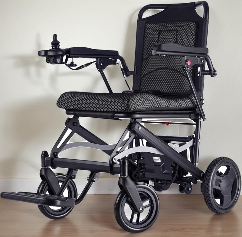Portable Electric Wheelchair for Adults & Seniors – Lightweight, Foldable, Long-Range Battery, 450 lbs Capacity (Black)