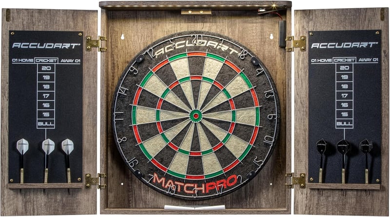 Match Pro Dartboard Cabinet Set with LED & Accessories