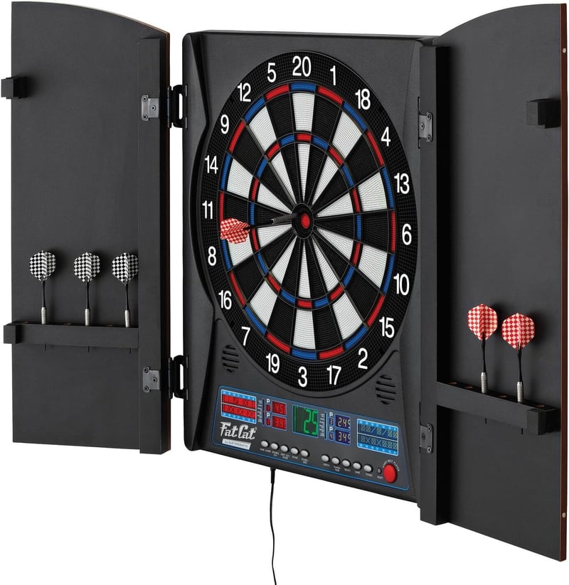 Compact Electronic Dartboard with 35+ Games & Built-In Cabinet