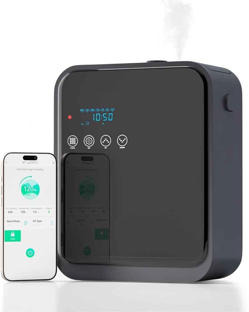Waterless Smart Scent Diffuser, App-Controlled, 1500 Sq. Ft