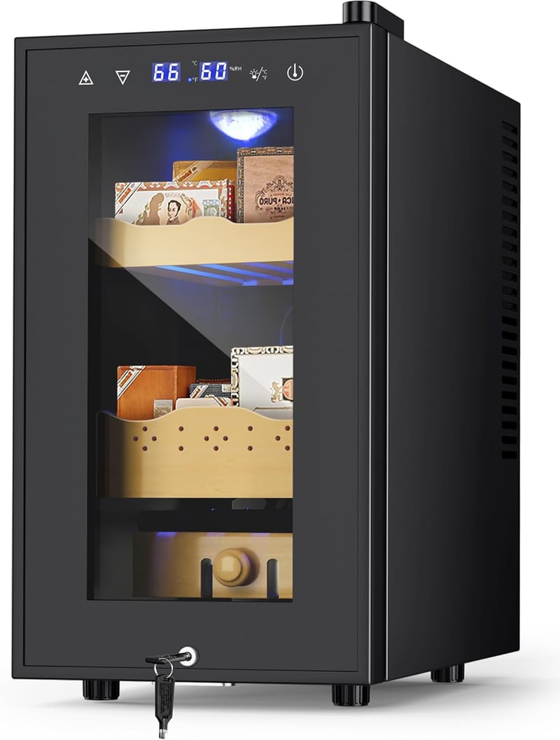 Desktop Electric Humidor with Temperature Control, 25L, 200-Count