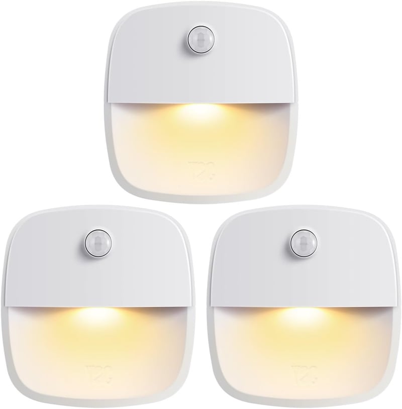LED Motion Sensor Lights - Battery Operated, Pack of 3
