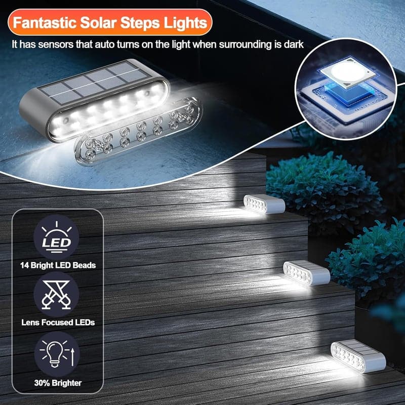Outdoor Solar Step Lights, 6-Pack Waterproof IP67