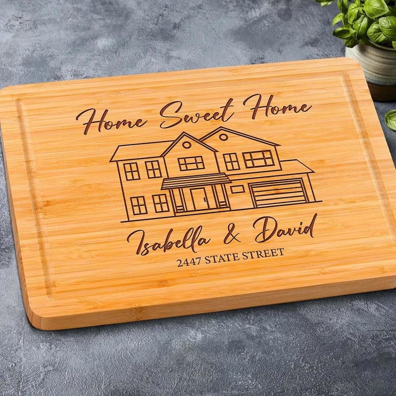 Housewarming Custom Wooden Cutting Board - Engraved Decor