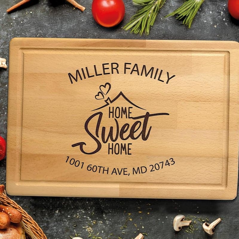 Housewarming Custom Wooden Cutting Board - Engraved Decor