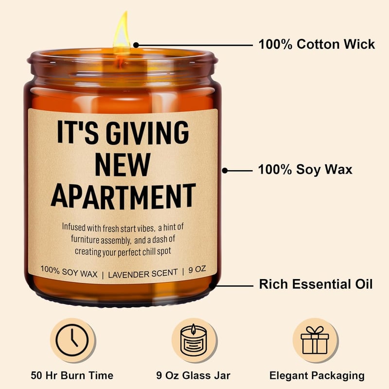 Housewarming Candle, New Apartment Gift for Couples, 9 oz