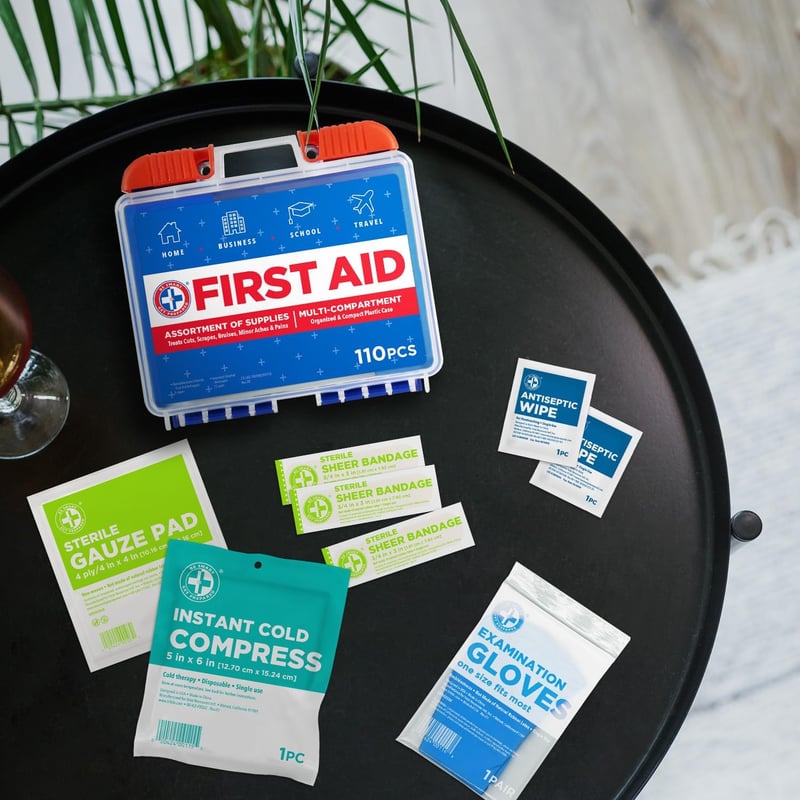 110-Piece First Aid Kit for Home, Office, Travel & Sports