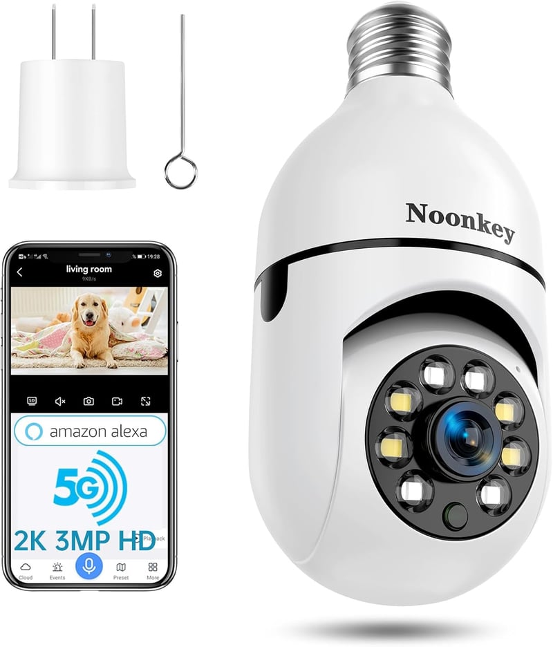 2K Light Bulb Security Camera with 360° View & Motion Alerts