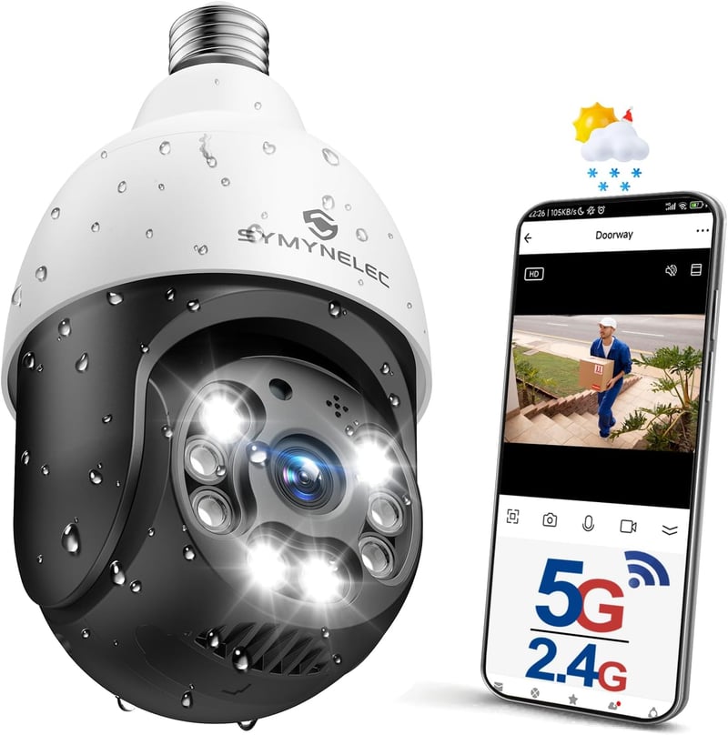 Dual-Band Light Bulb Security Camera, 4MP, Color Night Vision, Alexa