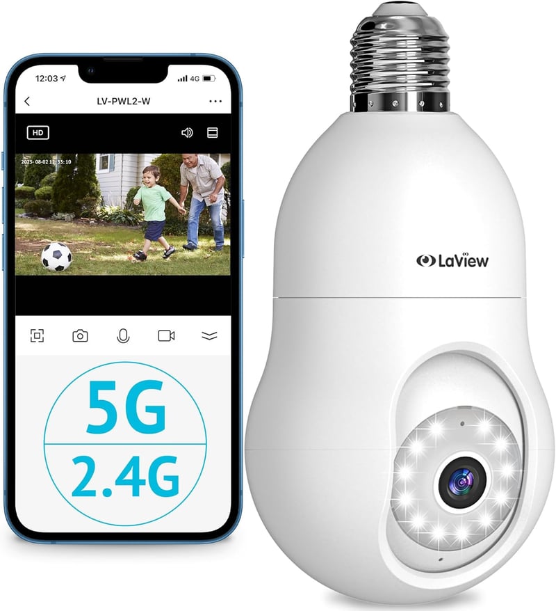 4MP 360° WiFi Bulb Security Camera, Indoor/Outdoor, Alexa-Compatible