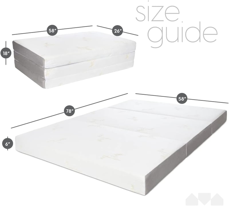 Queen Memory Foam Tri-Fold Mattress with Washable Cover