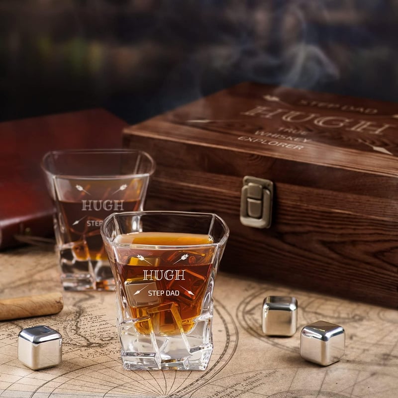Birthday Personalized Whiskey Set - Stones & Engraved Glasses
