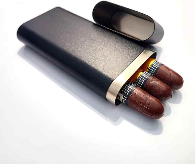Stainless Steel 3-Cigar Holder Tube (Black)