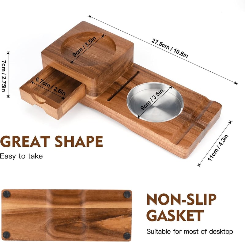 Cigar Ashtray Set with Cutter, Drawer & Slot for Men