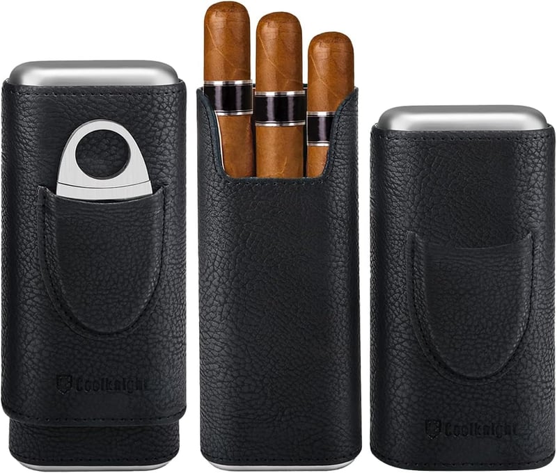 Leather Travel Cigar Case with Cutter - Gift for Cigar Lovers