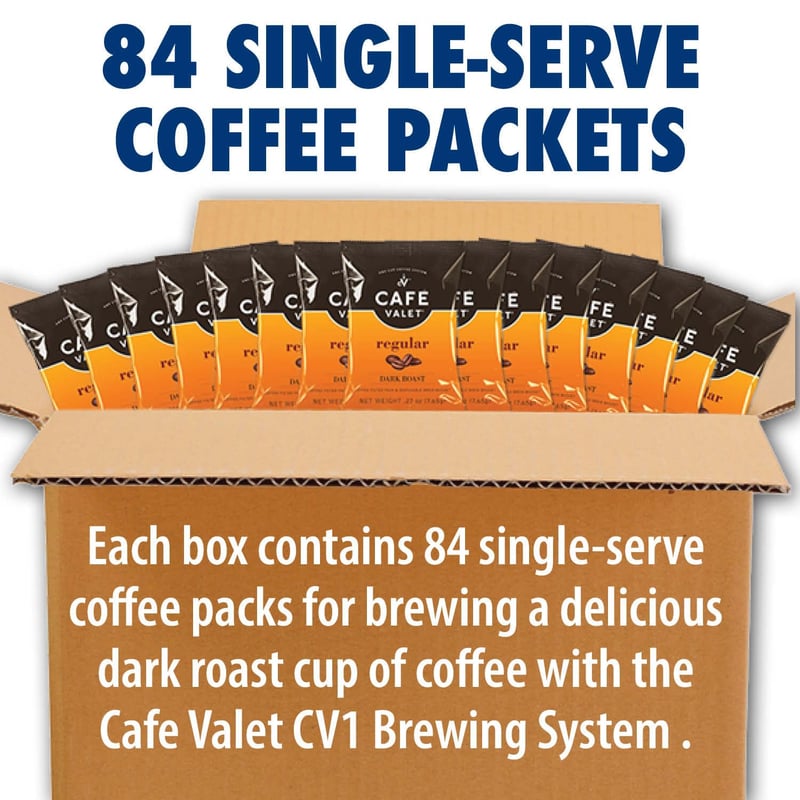 Dark Roast Single Serve Coffee Packets, 84 Count for Café Valet