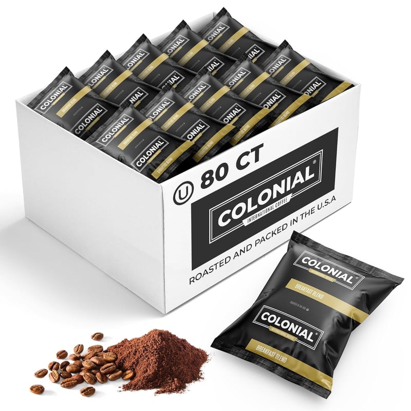 Breakfast Blend Coffee Packets, Medium Roast, 2.5 oz, Pack of 80