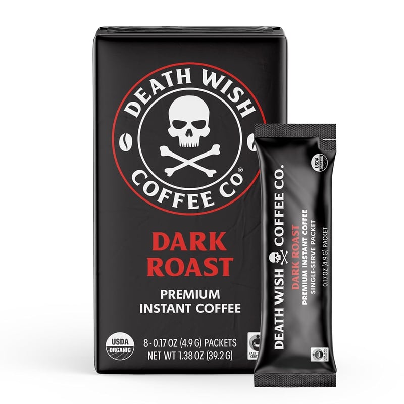 Dark Roast Instant Coffee Packets, Bold Organic Blend, 8-Count