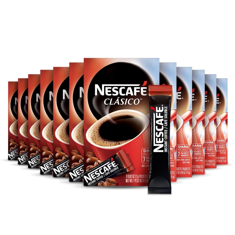 Dark Roast Instant Coffee, 12 Boxes (84 Packets)
