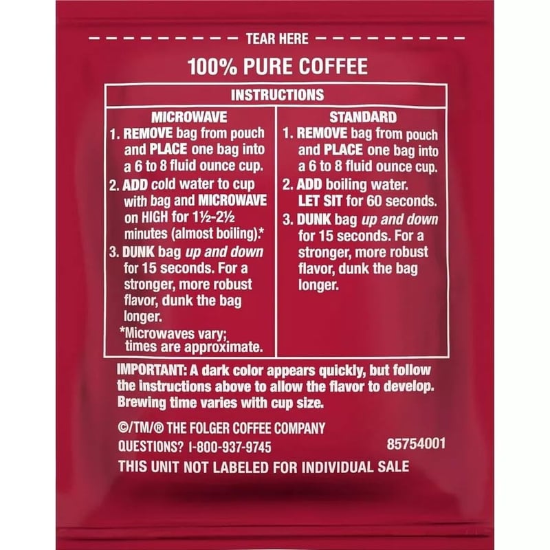 Folgers Coffee Singles Pack - 19 Count