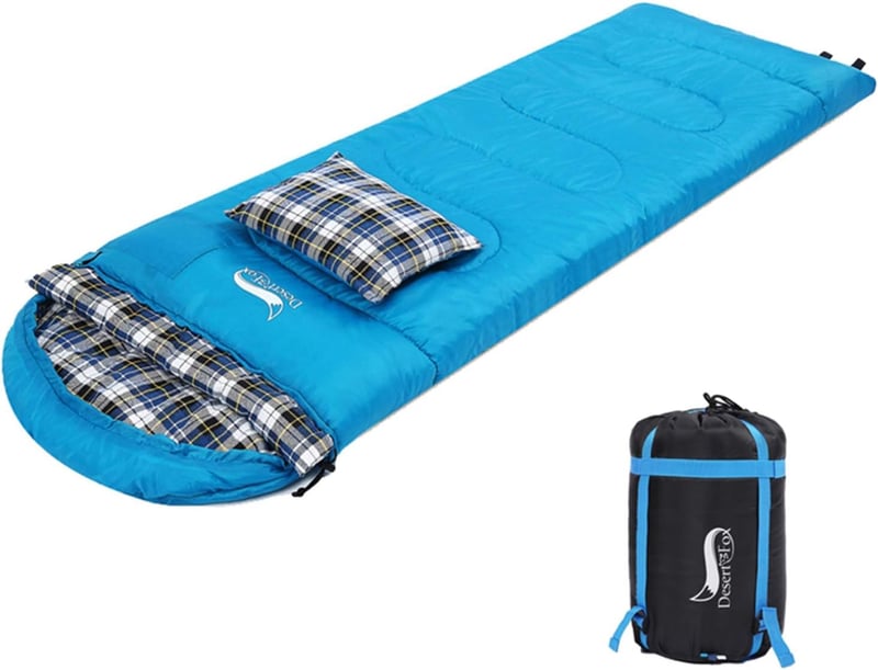 4-Season Cotton Flannel Sleeping Bag with Pillow for Camping