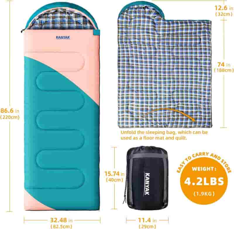 Winter Camping Sleeping Bag - Warm 3-4 Season Gear for All Ages