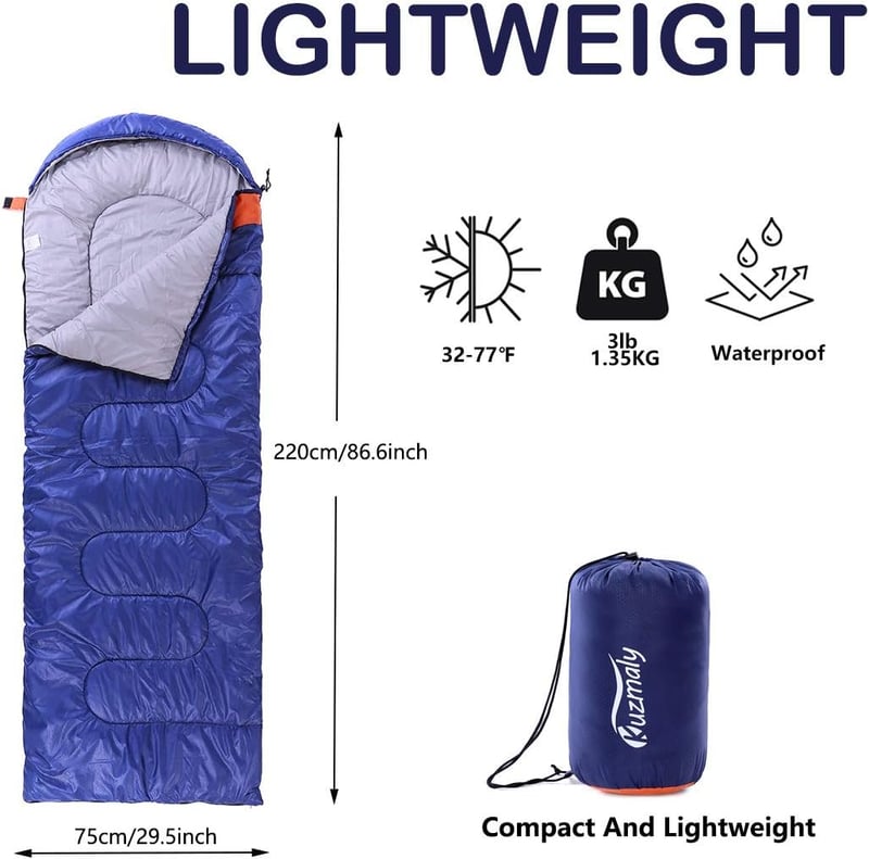 3-Season Lightweight Waterproof Sleeping Bag with Compression Sack