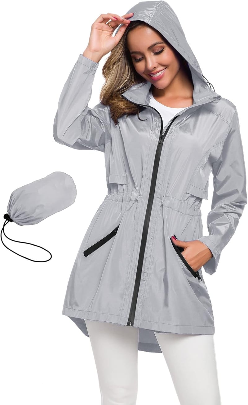 Women's Lightweight Waterproof Raincoat with Hood