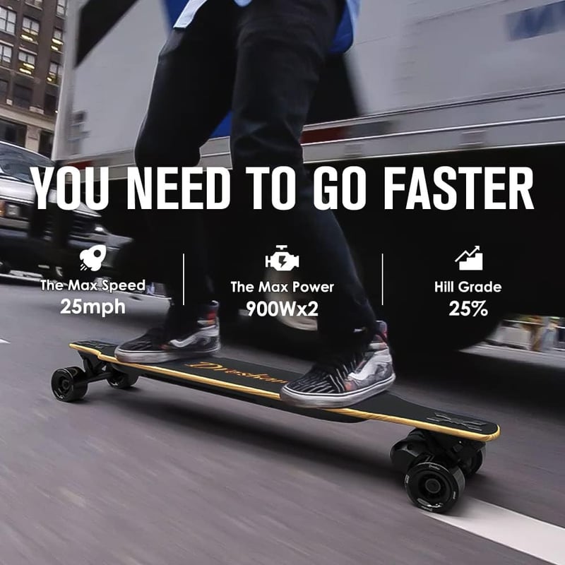 Electric Skateboard, 1800W Dual Motors, 25MPH, Adults/Youth