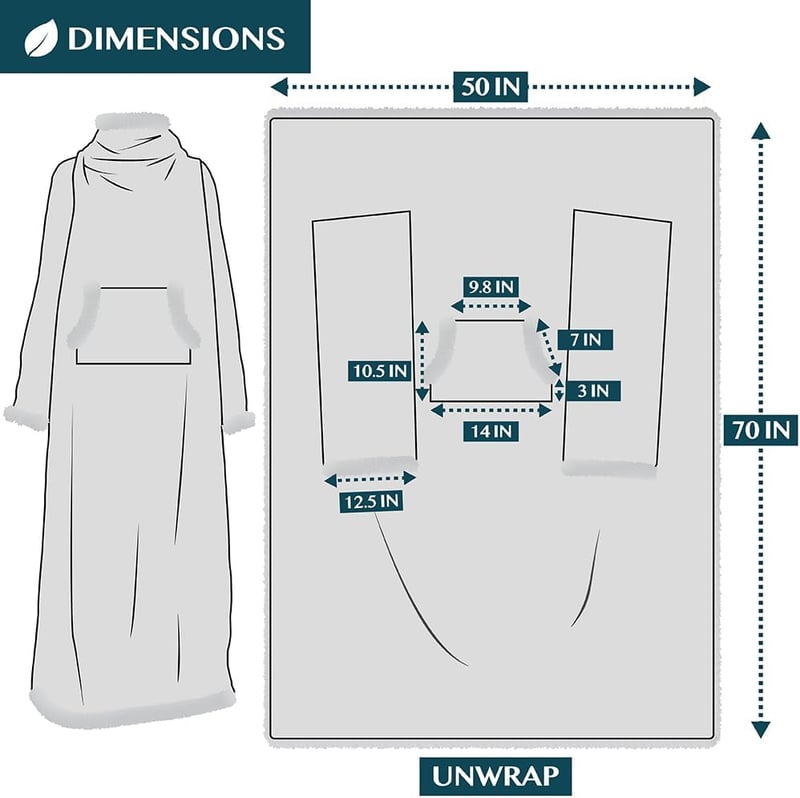 Christmas Plush Sherpa Wearable Blanket - Dark Grey