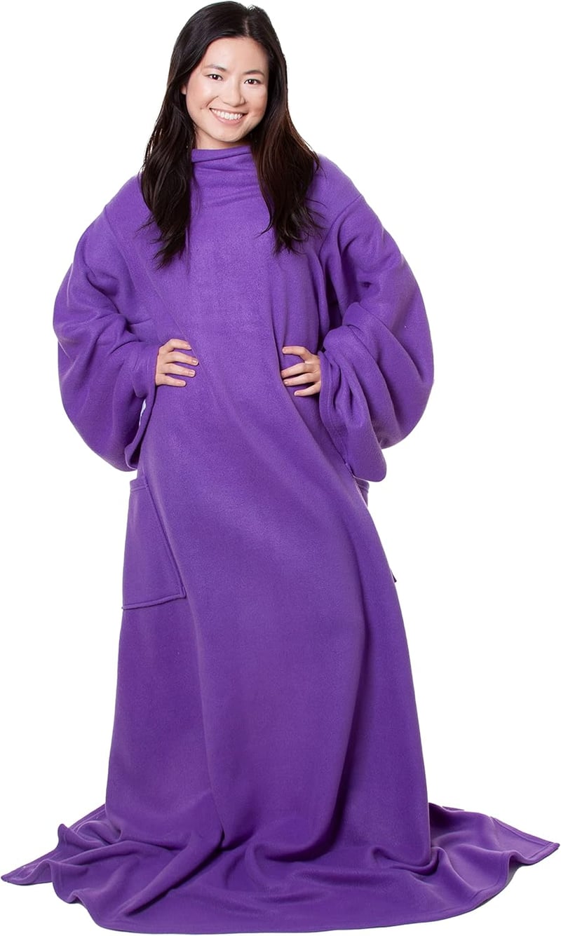 Wearable Blanket with Sleeves & Pockets for Adults - Purple