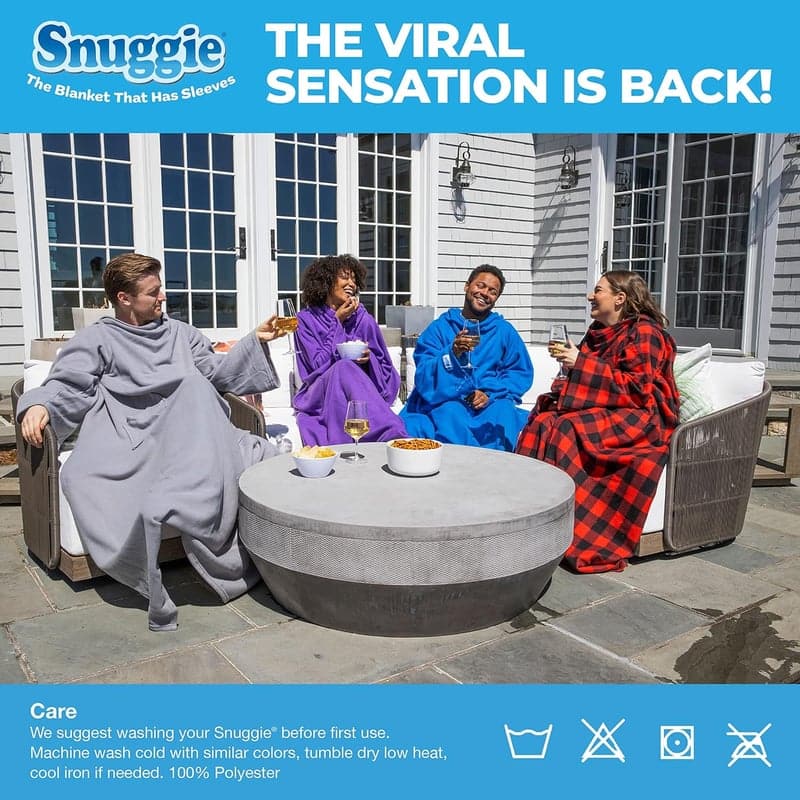 Wearable Blanket with Sleeves & Pockets for Adults - Purple