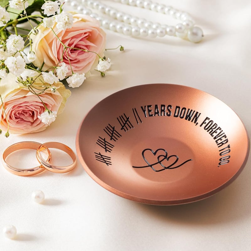 22nd Anniversary Copper Ring Holder Dish for Couples, 4
