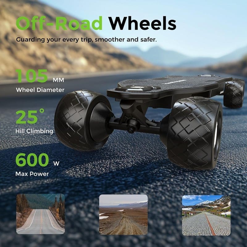 Off-Road Electric Skateboard with Remote, 3000W, 32 Mph