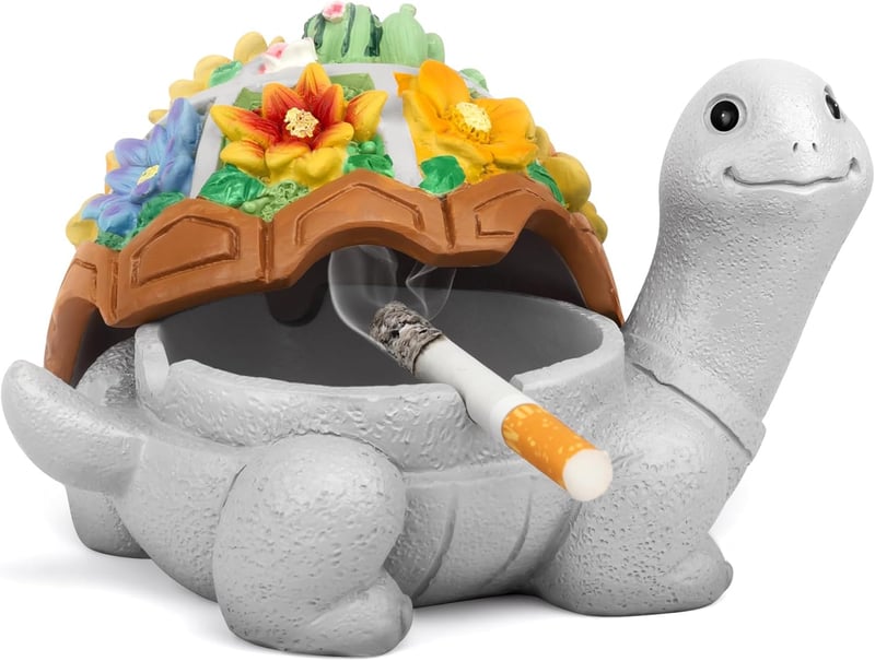 Turtle Ashtray with Lid - Resin Smokeless Indoor Outdoor