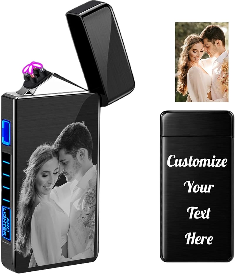 Personalized Photo Electric Lighter for Men, Black
