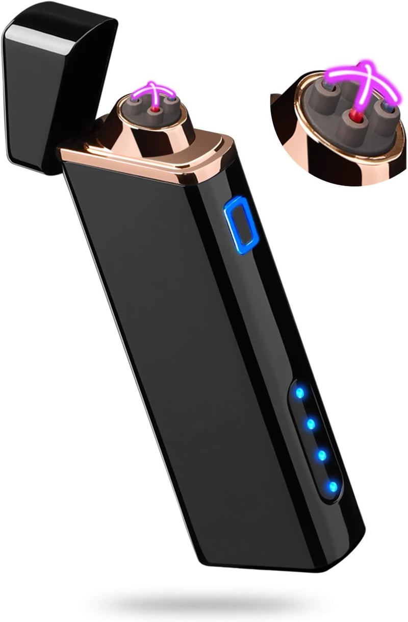 USB Rechargeable Plasma Lighter, Windproof, Bright Black