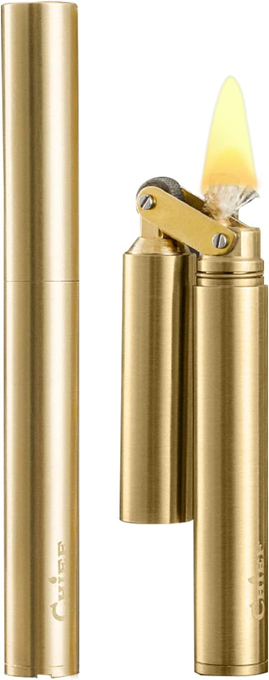 Vintage Brass Refillable Lighter for Men