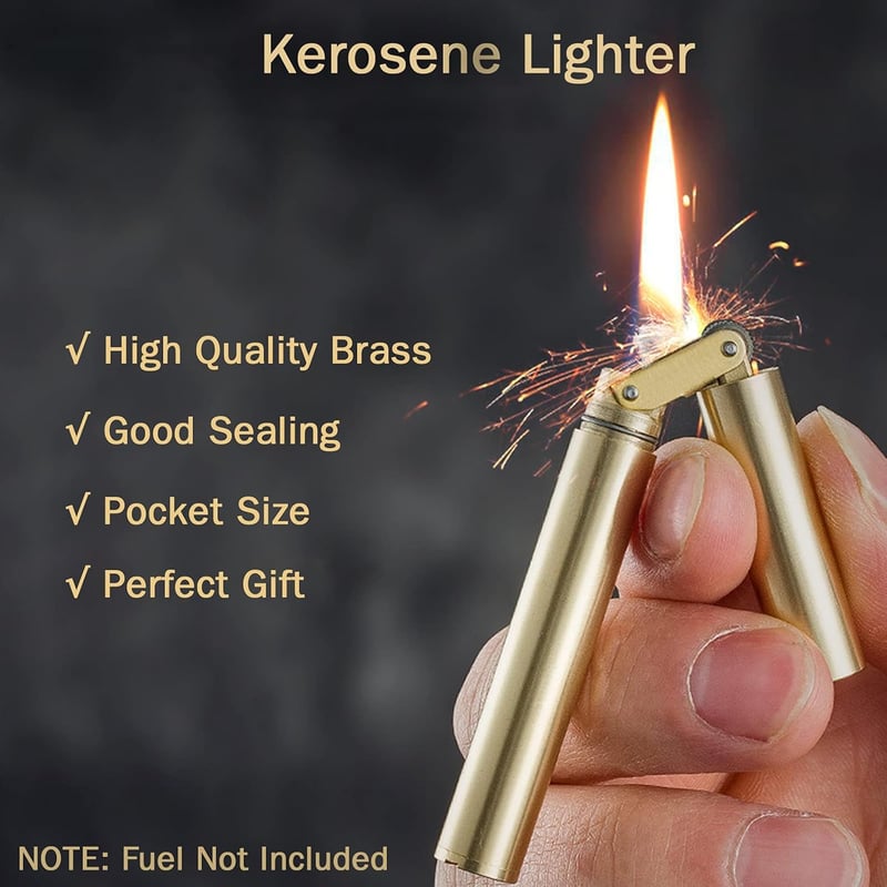 Vintage Brass Refillable Lighter for Men