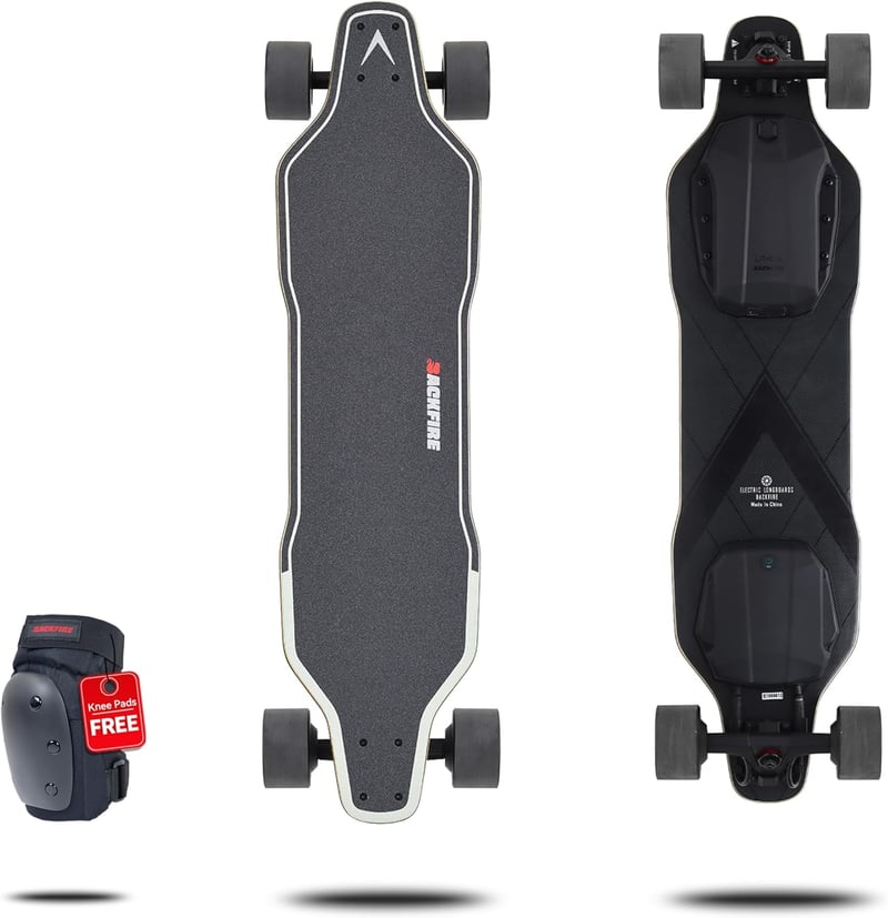 Black Electric Longboard with Gear, Adults & Teens, 24 mph