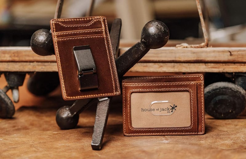 Slim Brown Leather Money Clip Wallet for Men - Front Pocket Design