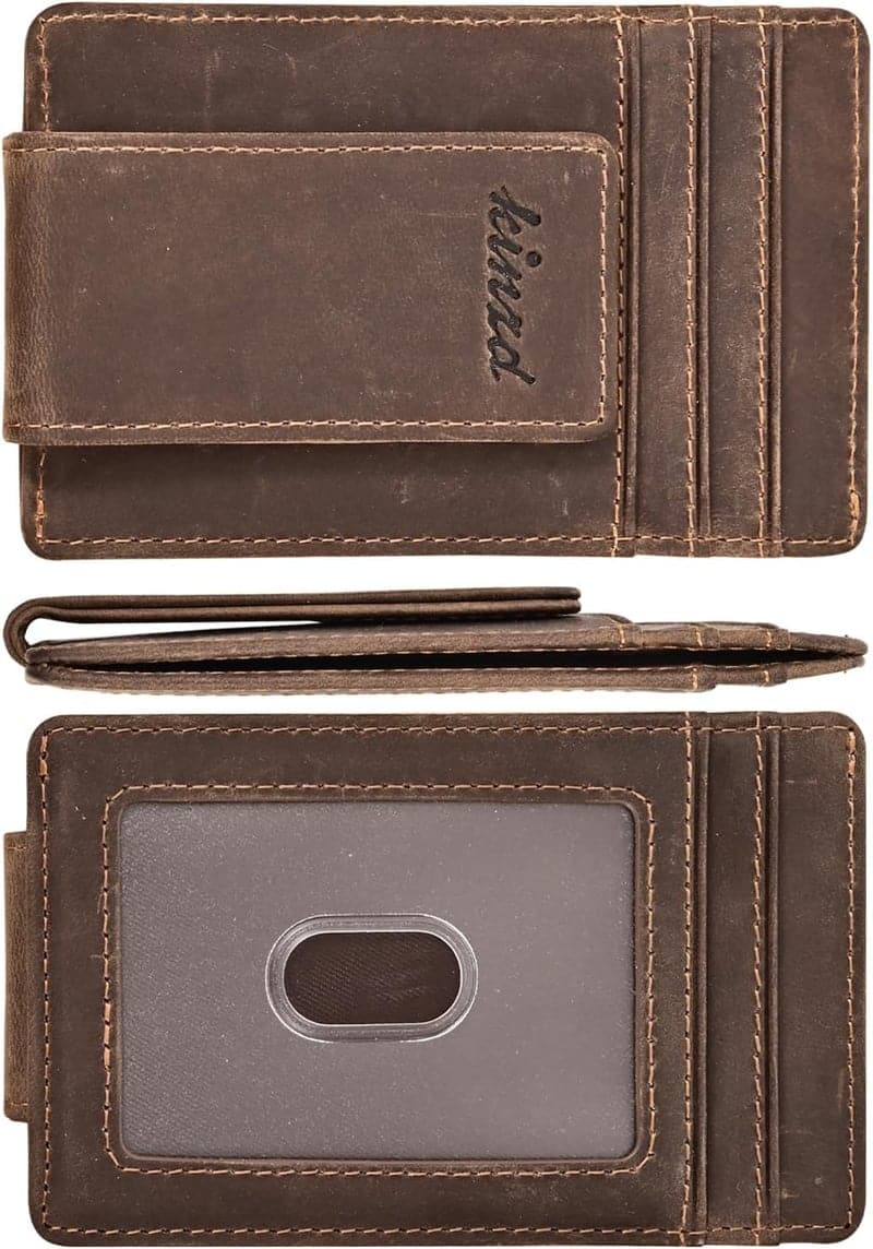 Leather RFID Money Clip Wallet – Slim Front Pocket Design