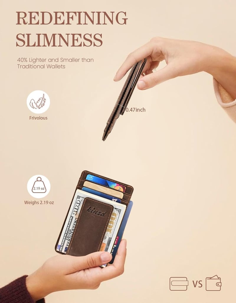 Leather RFID Money Clip Wallet – Slim Front Pocket Design