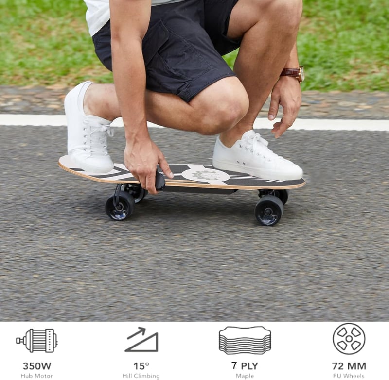 Electric Skateboard with Remote, 12.4 MPH, for Teens & Adults