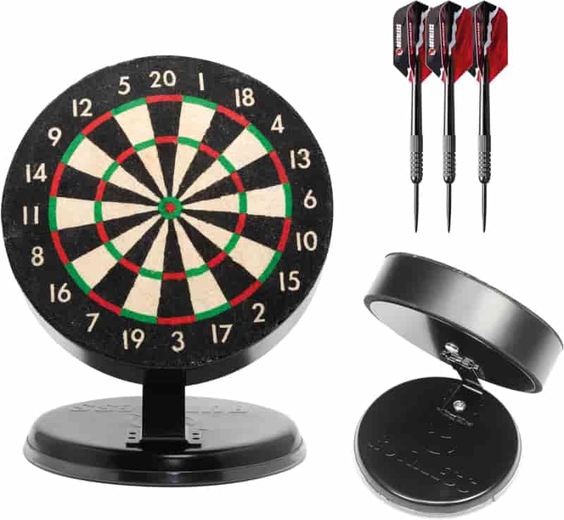 Mini Desktop Dart Board Set with Steel Tip Darts and Mat