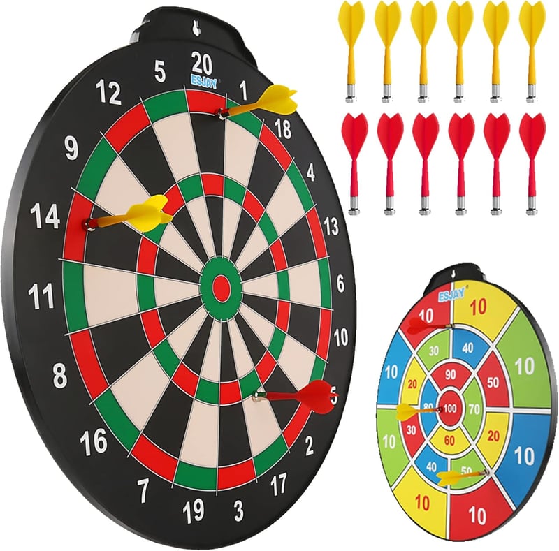 Magnetic Dart Board Set with 12 Darts – Kids' Indoor Outdoor Toy